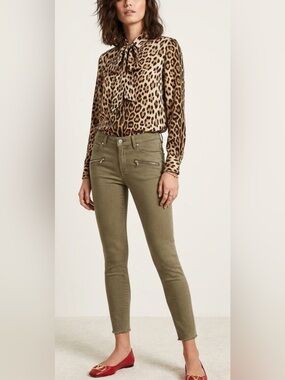 🌸PAIGE INDIO ZIP Women's Cavalry Olive Green Skinny Jeans Size 31